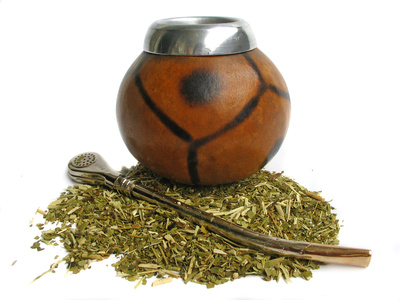 Yerba mate cup and straw, traditional drink of Argentina.